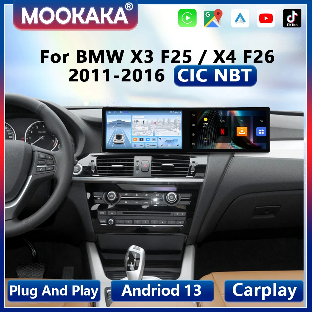 كوالكوم شاشة راديو السيارة لسيارات BMW X3 F25 X4 F26 2011-2015 CIC NBT رئيس وحدة Carplay بلوتوث الوسائط المتعددة فيديو اكسسوارات السيارات