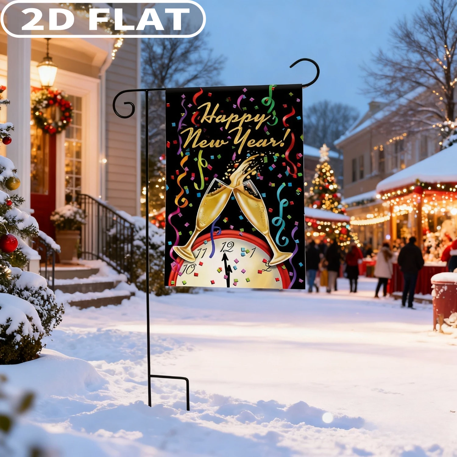 

1pc Happy New Year Garden Flag, Durable Polyester 12x18 Inch Indoor/Outdoor Decoration for Holiday Celebrations, Christmas Decor