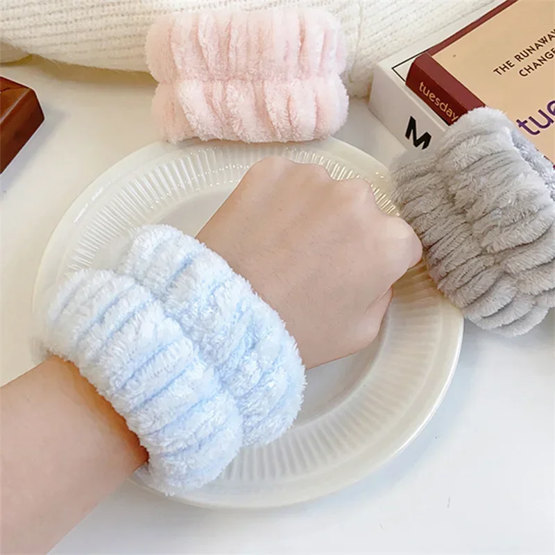 1pcs Women Face Wash Wrist Washband Soft Reusable Towel Wristbands Girls Yoga Running Sport Wrist Sweatband Sweat Absorption