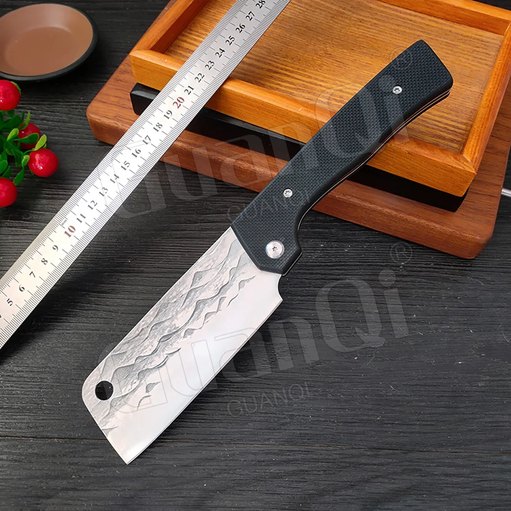 Folding Kitchen Chef Knife Stainless Steel Handmade Forged Cleaver Knife Sharp Fishing Knife Cutter Butcher Knife G10 Handle