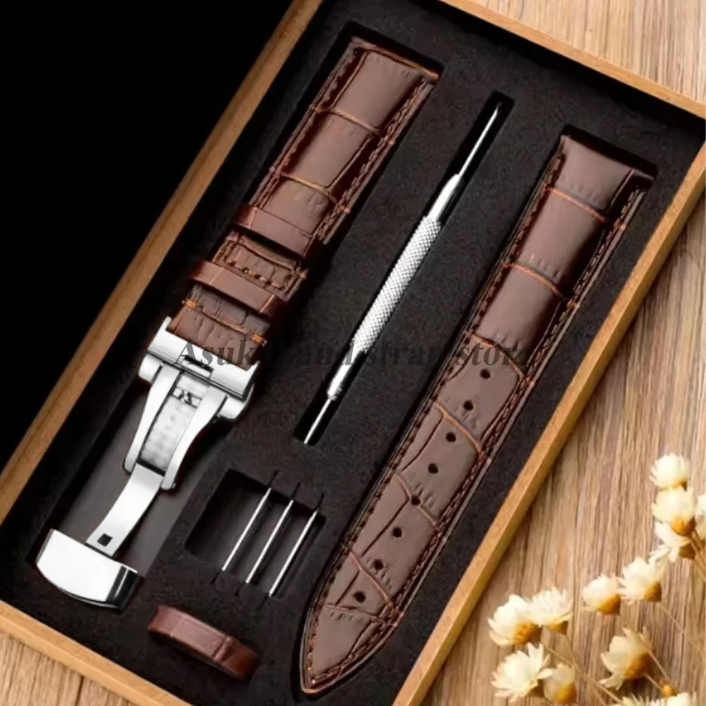 14/15/16/17/18/19/20/22mm 24mm Calf Genuine Leather Watch Band Alligator Grain Butterfly Clasp Watch Strap for Tissot for Seiko