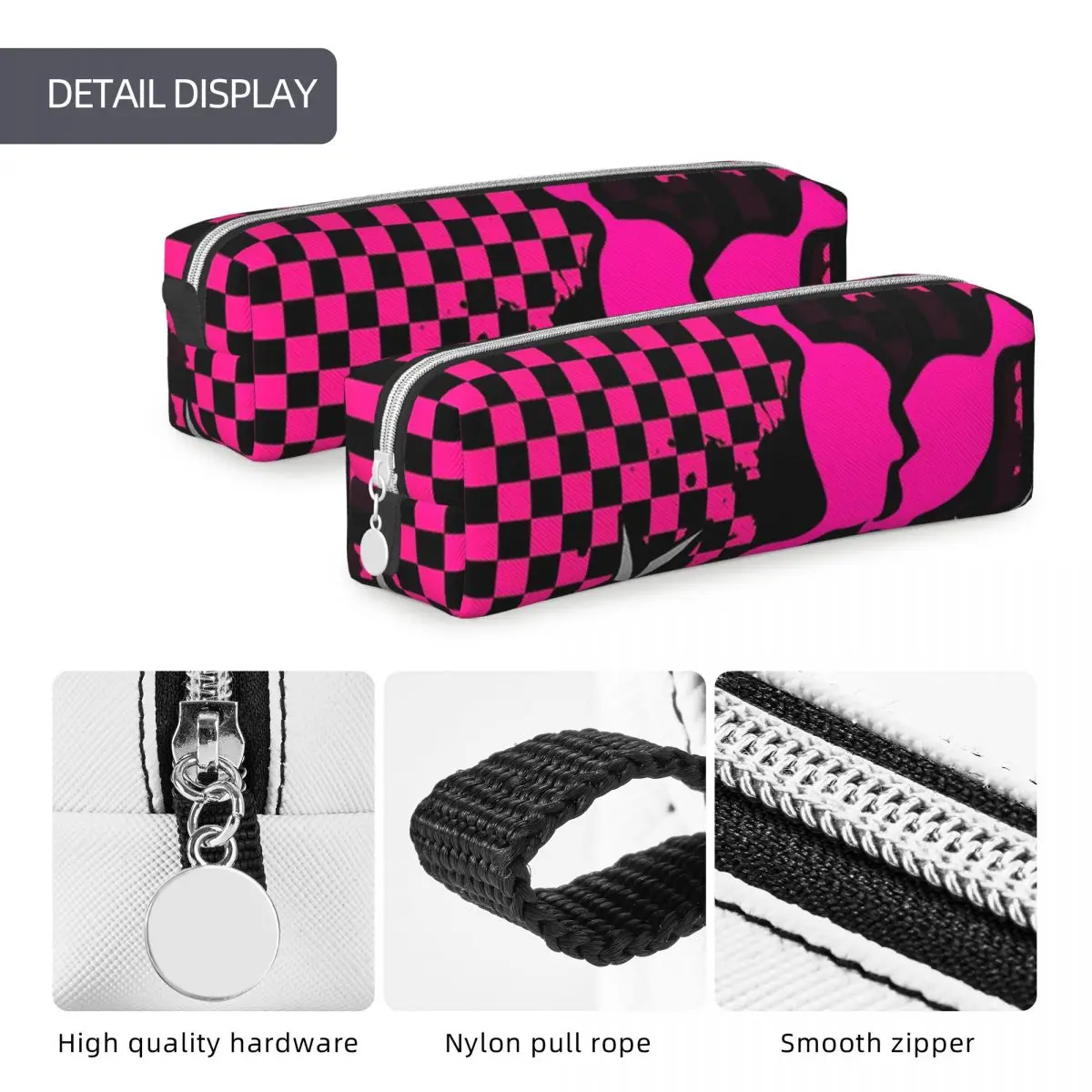 Punky Pink Emo Pencil Cases Large Capacity Pen Bags Pen Box For Boys Girls Students Stationery Pencil Pouch Cosmetic bag - view 5