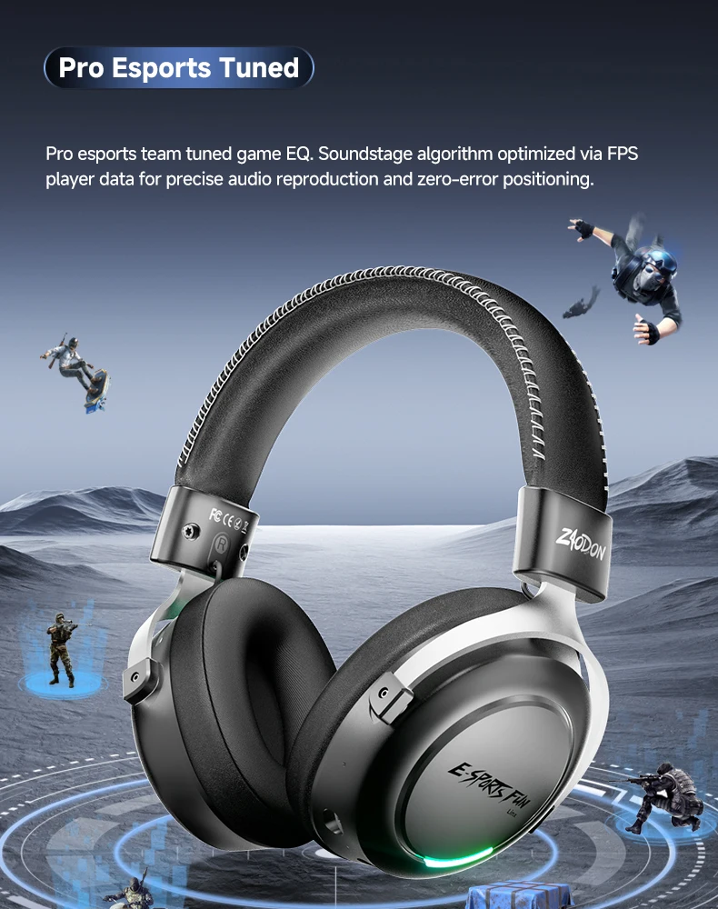 Neuer kabelloser Gaming-Kopfhörer, Bluetooth 6.0, 53-mm-Titan-Treiber, 7.1 Virtual Surround Sound, 15 ms Zero-Latency, für PC/PS5/Mobile – Detail 17