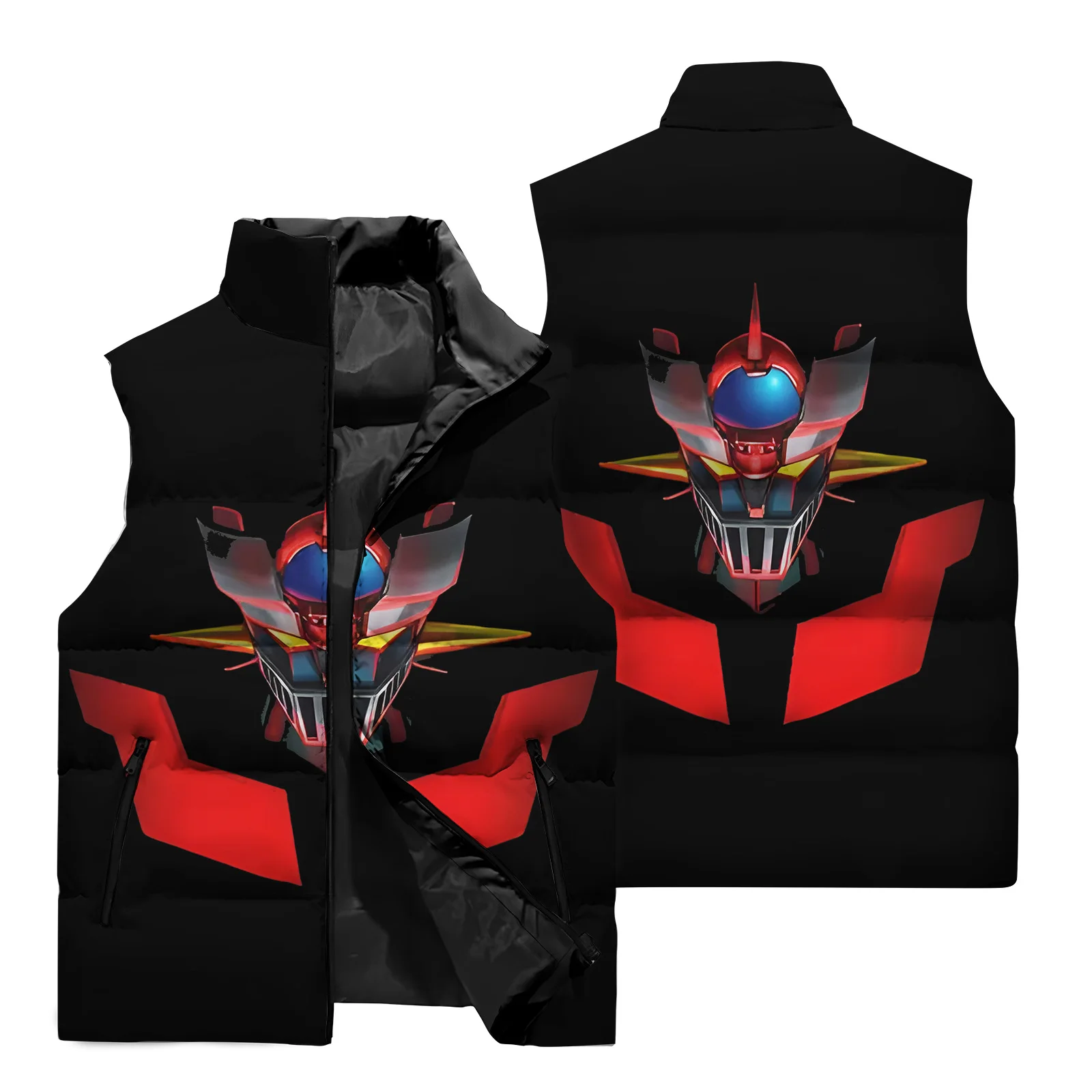 Mazinger Z giacca senza maniche da uomo 3D Mecha Pattern Vest autunno e inverno Outdoor Street Walking Sports Jacket Vest