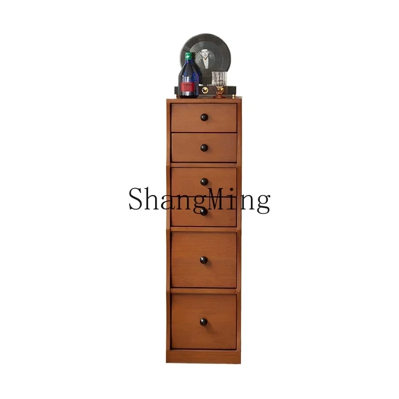 

XMH solid wood six-chest cabinet living room bedroom entrance irregular storage storage medieval narrow side cabinet