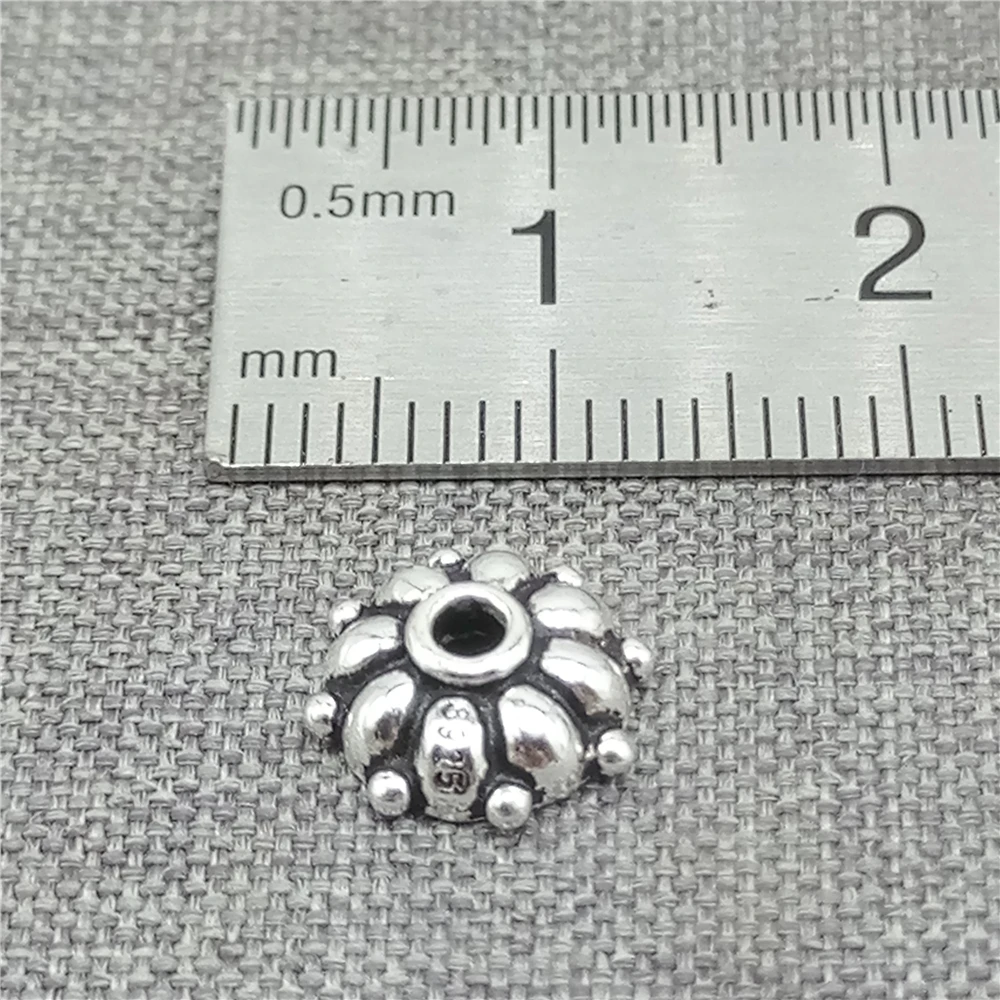 4 Pieces Pumpkin Bead Caps 9.5mm in 925 Sterling Silver for Bracelet and Necklace Making