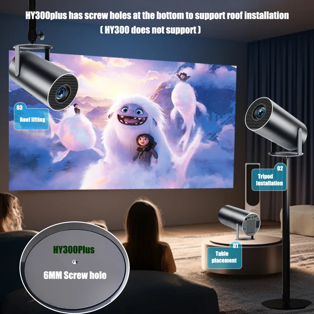 DITONG Hy300 Plus Projector 4K Android 1080P 1280*720P Full HD Home Theater Video Mini led Projector for movies Upgraded version