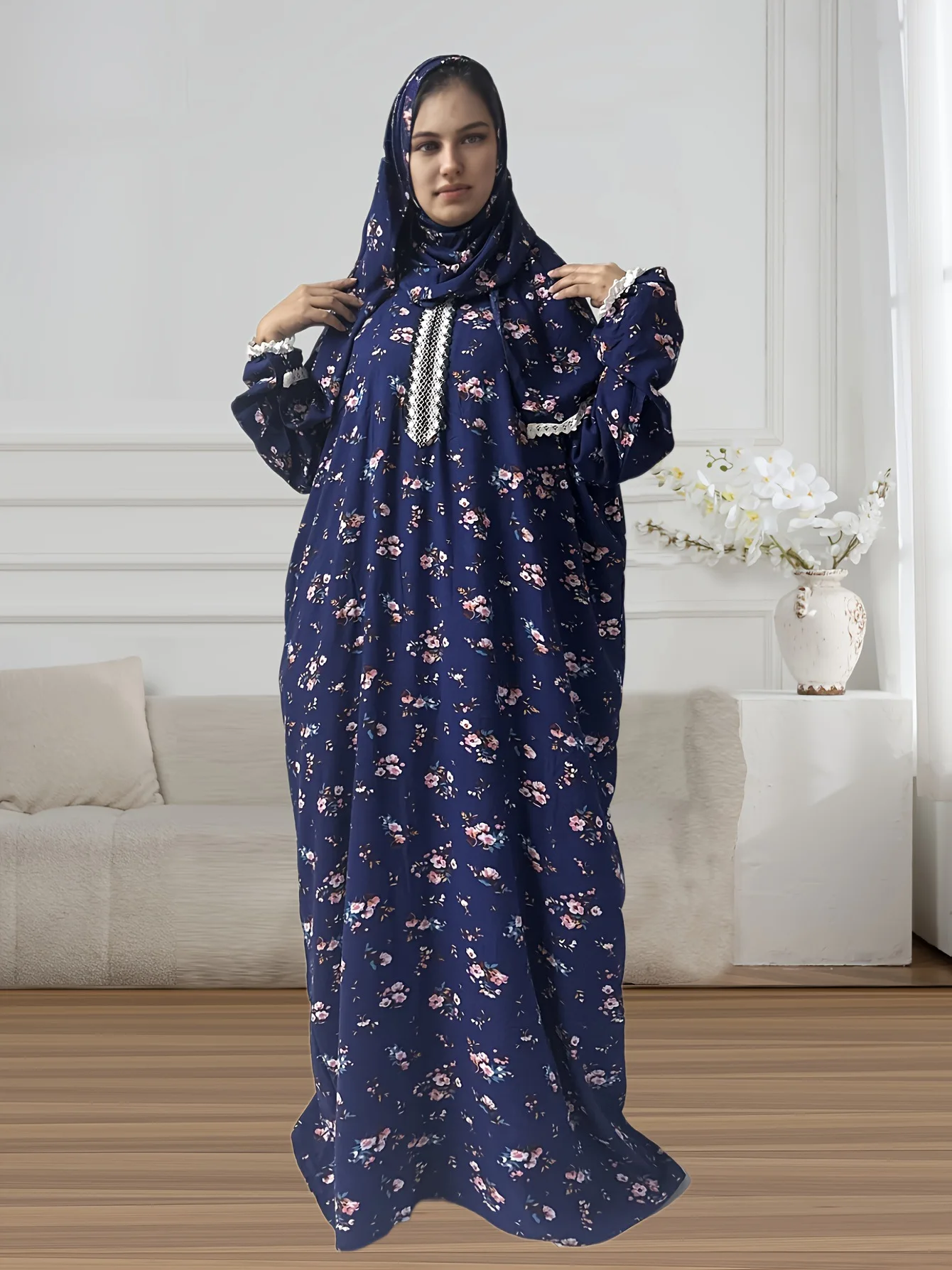 Venta al por mayor, bufanda de algodón de rayón, Hijab Abaya, mujer musulmana, chica, vestido informal Floral suelto, bata turca de Dubái, caftán, ropa islámica