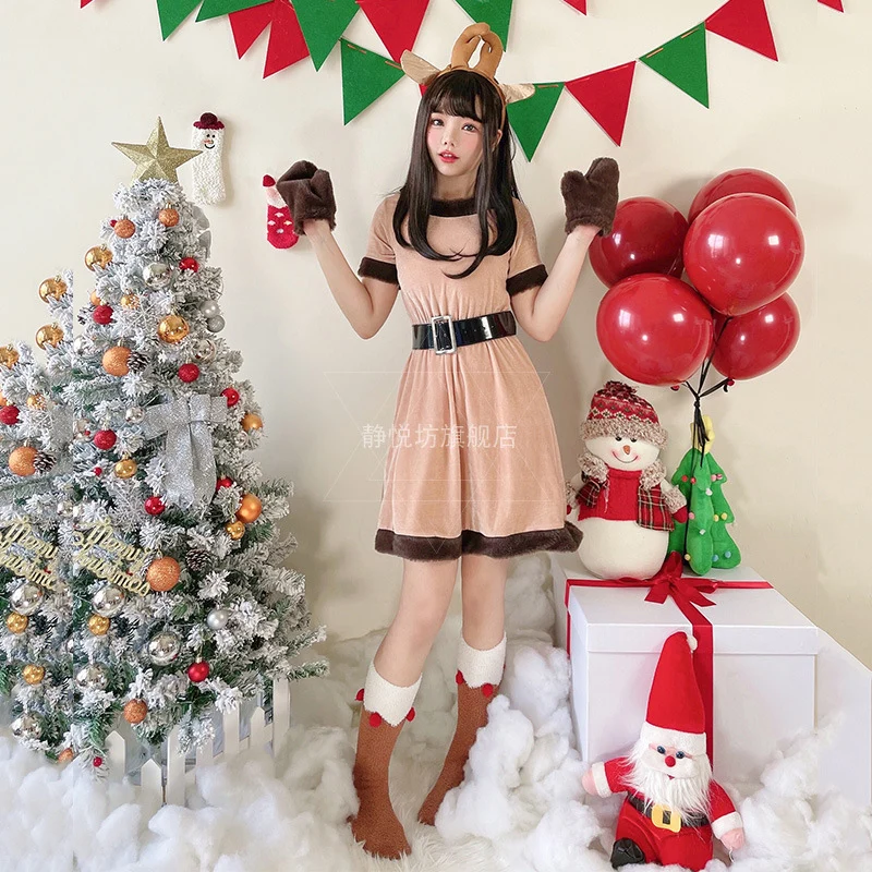 

Christmas Dress Cosplay Costume Santa Claus Sexy Reindeer Costume Elk Temptation Disfraz Role Play Xmas Party Set Anime