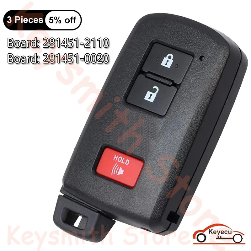 KEYECU 3 أزرار لتويوتا بريوس C / V RAV4 تاكوما لاند كروزر هايلاندر سيكويا السيارات الذكية مفتاح بعيد فوب المجلس: 2110/ 0020