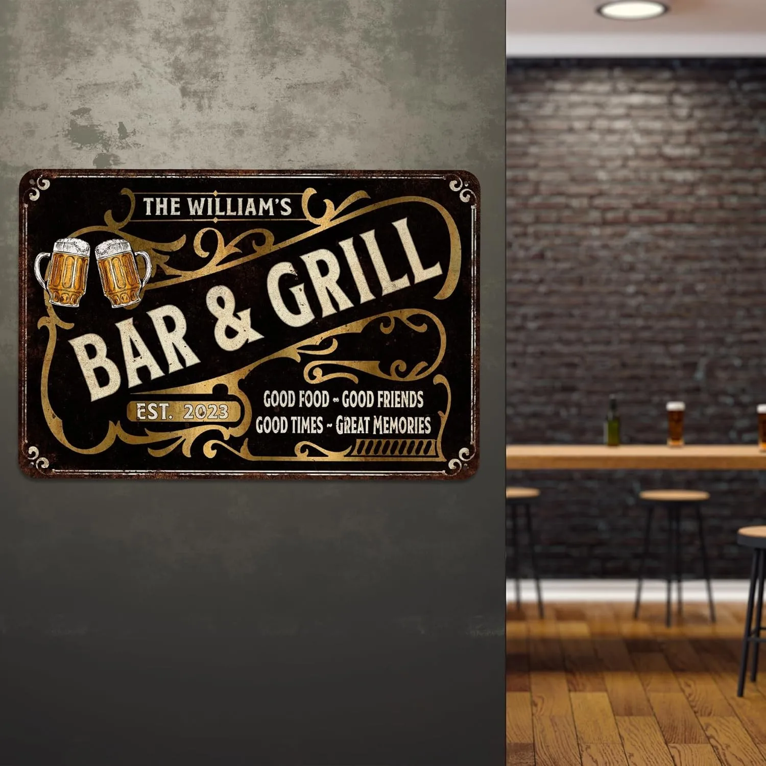 Chico Creek Signs Custom Bar & Grill Sign Bar Décor For Home - Tin Metal Signs M
