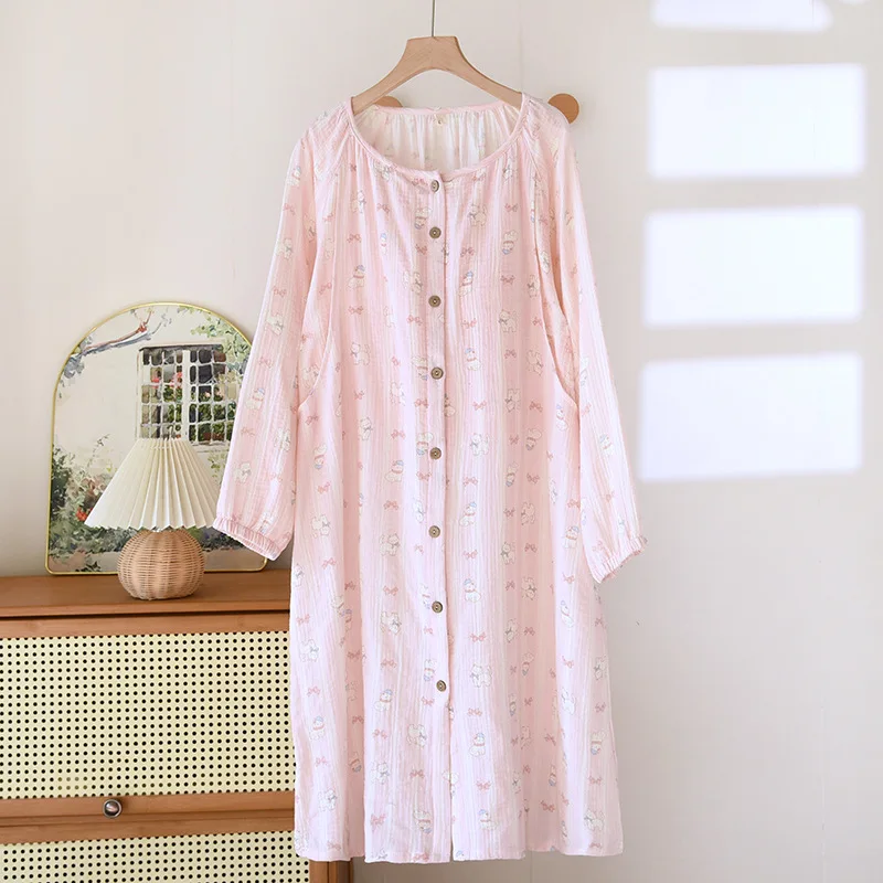 Pure Cotton Nightgown For Breastfeeding Pregnancy Dresses Spring New Feeding Nightie Nursing Gown Maternity Clothes