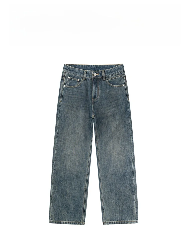 

BAIRBAOLIY Trendy Vintage Waed Straight Leg Jeans Men's Luxury Faion Versatile Long Pants Casual mid High Waist Tailored