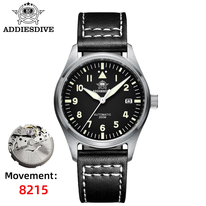 

ADDIESDIVE Watches for Men Japan 8215 Sapphire Mechanical Watches 200m Waterproof Pilot Watch Retro Luminous Automatic Watch