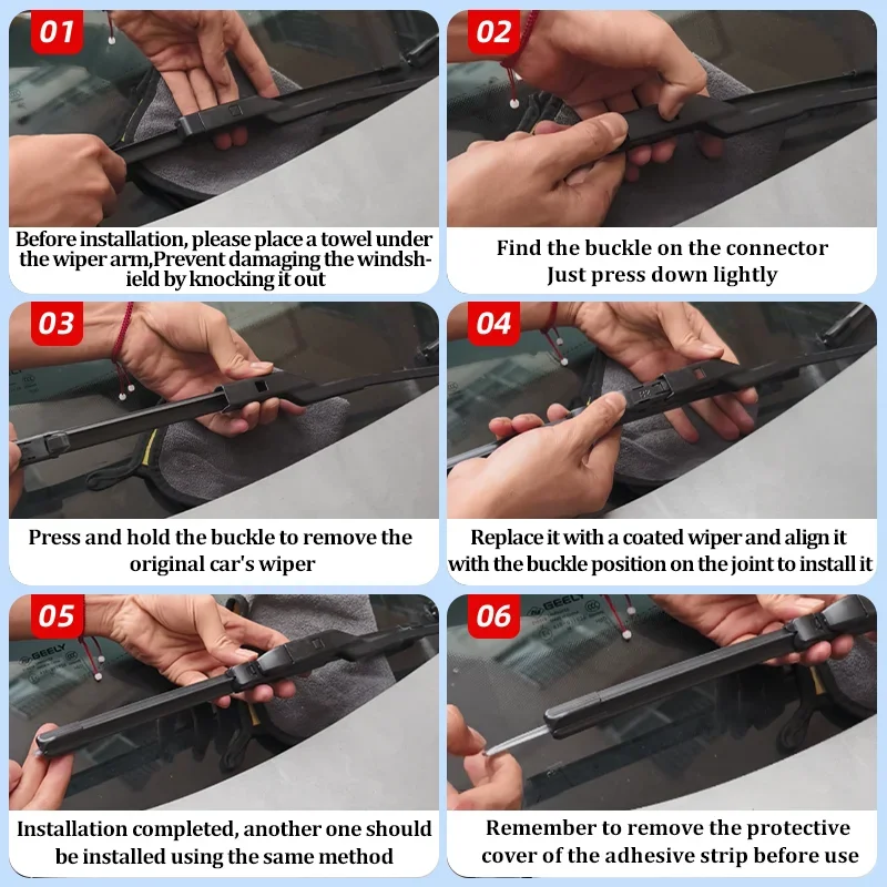 LINNUNU Car Windshield Wiper blades Soft Rubber Frameless Bracketless Auto wipers Blade Fit for Geely Atlas II Starray Boyue L