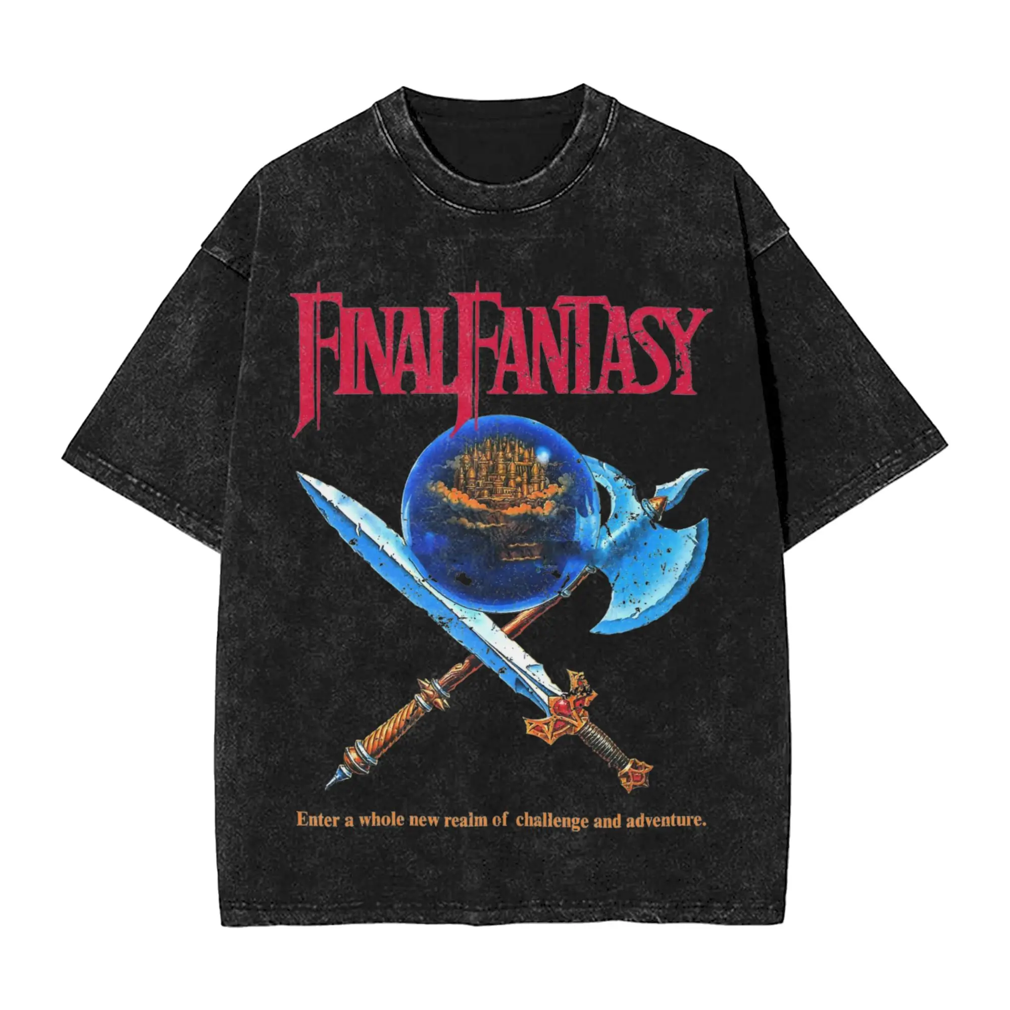 Finals Fantasys Game Vintage Washed Tshirt For Men Women Cotton Tops Casual  O-neck Short Sleeve