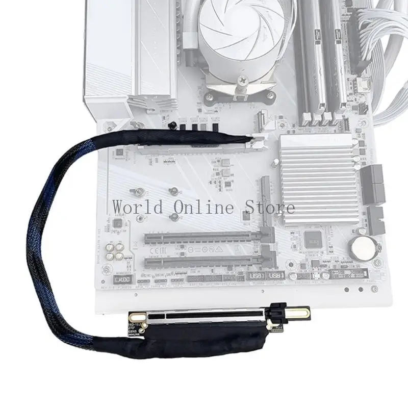 PCIE 5.0 Compatibel GPU -verlengsnoer 270 graden Linksinvoer Buiten Gevlochten afgeschermde Bidirectionele bandbreedte Adapter
