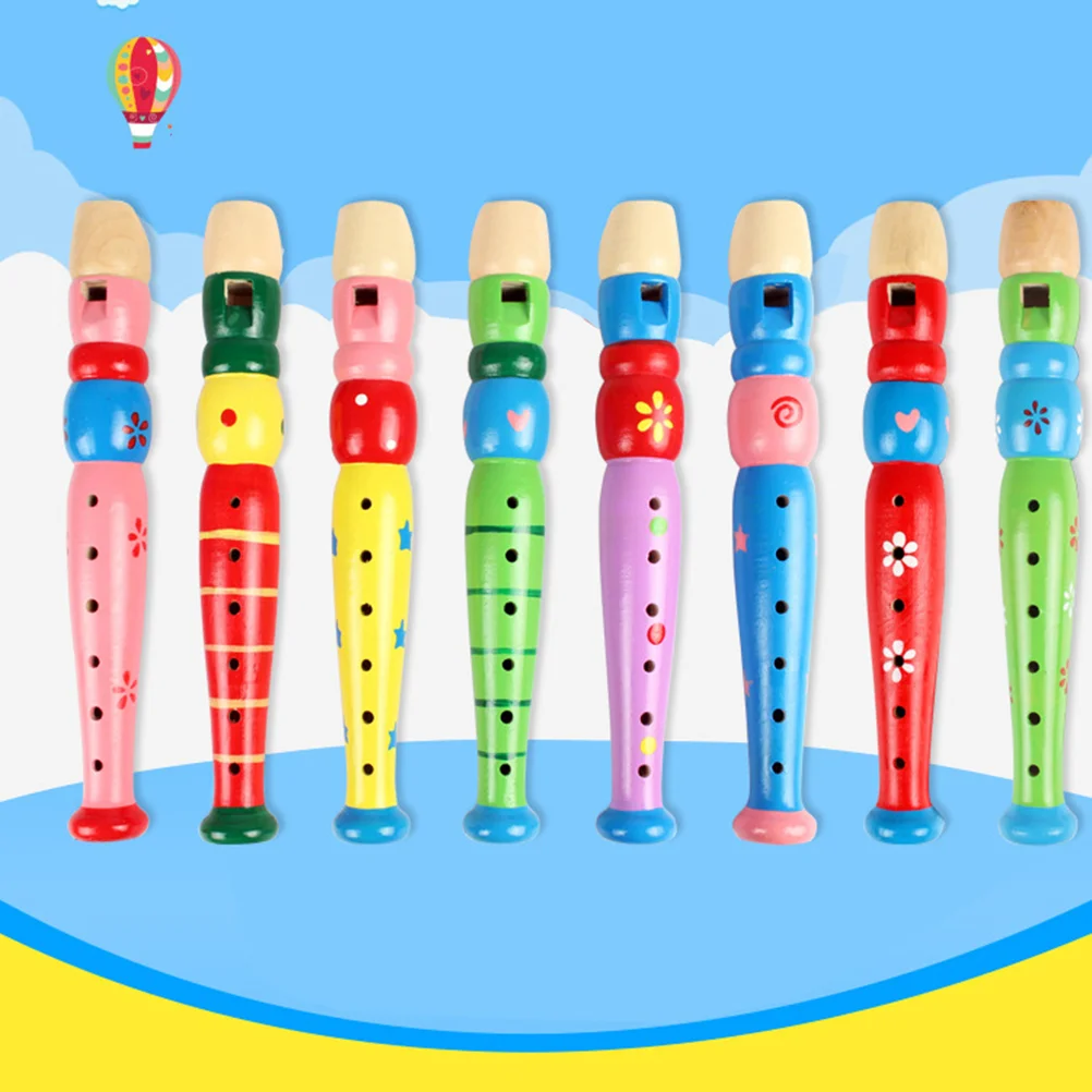 Small Wooden Recorders For Toddlers Colorful Piccolo Flute for Kids Learning Rhythm Musical Instrument Baby Early Education Musi