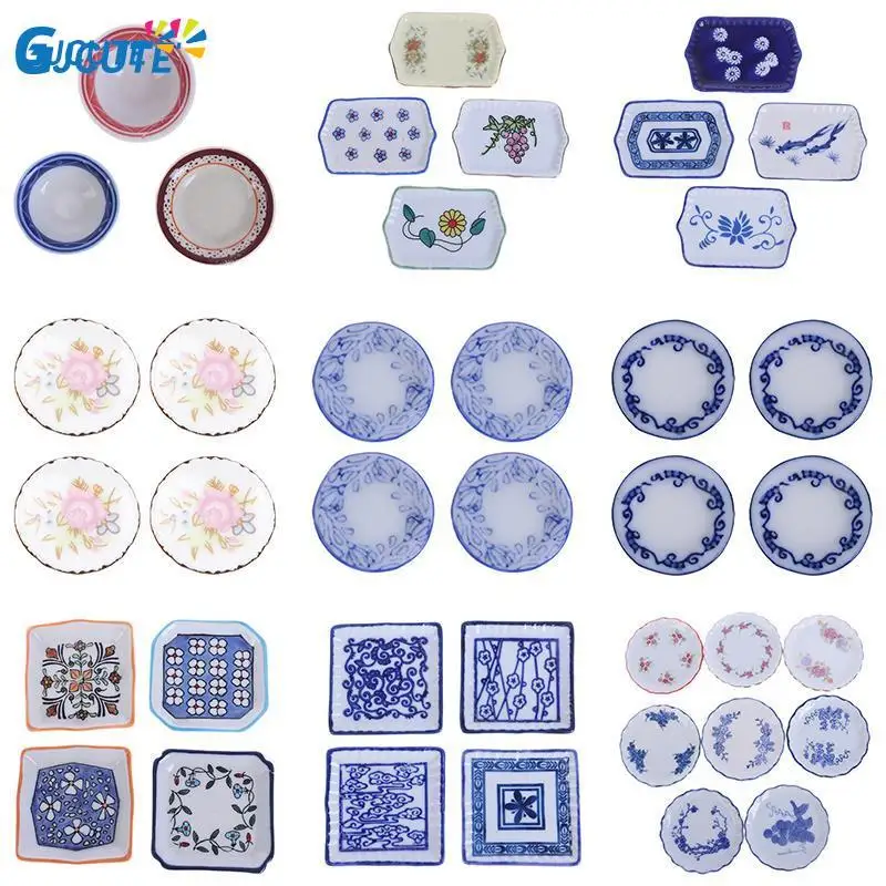 Ceramic Scale 1:12 Doll House Miniature Bowls & Dishes Tableware Kitchen Dollhouse Teapot DIY Toys