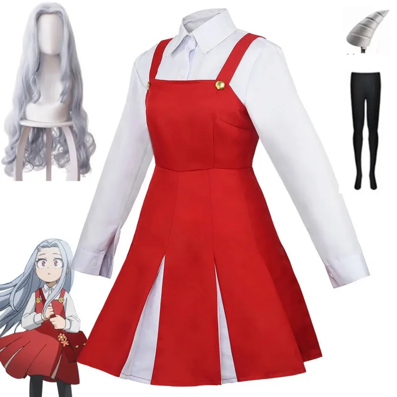 Anime Boku no My Hero Academia Season4 Eri Cosplay Costume Uniform Dress Halloween Costume Wig Horn Set