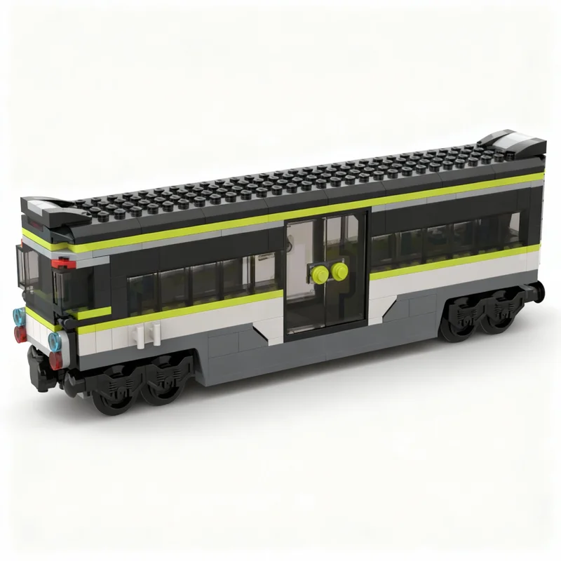 259pcs MOC Alt Build - Cab Coach Conversion 2nd Passenger Carriage & Bigger Station City Trains Model Building Blocks Toys Idea
