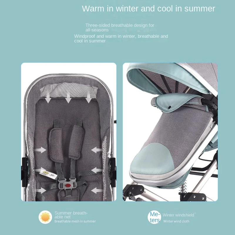 Hot 3 in 1 Baby Strollers High Landscape Lightweight Folding  Two-way shock Absorption Wheels Newborn Baby Travel Stroller