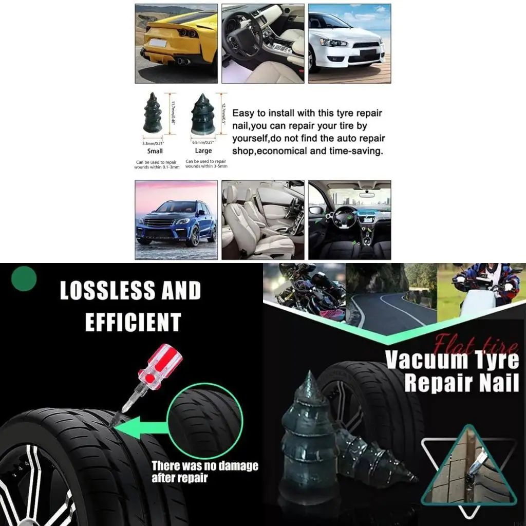 F1CF Rubber Nails Vacuum Tyre Repair Plug Puncture Repair Strip Seals Auto Scootor Motorcycle Bike Wheel Tire Repair