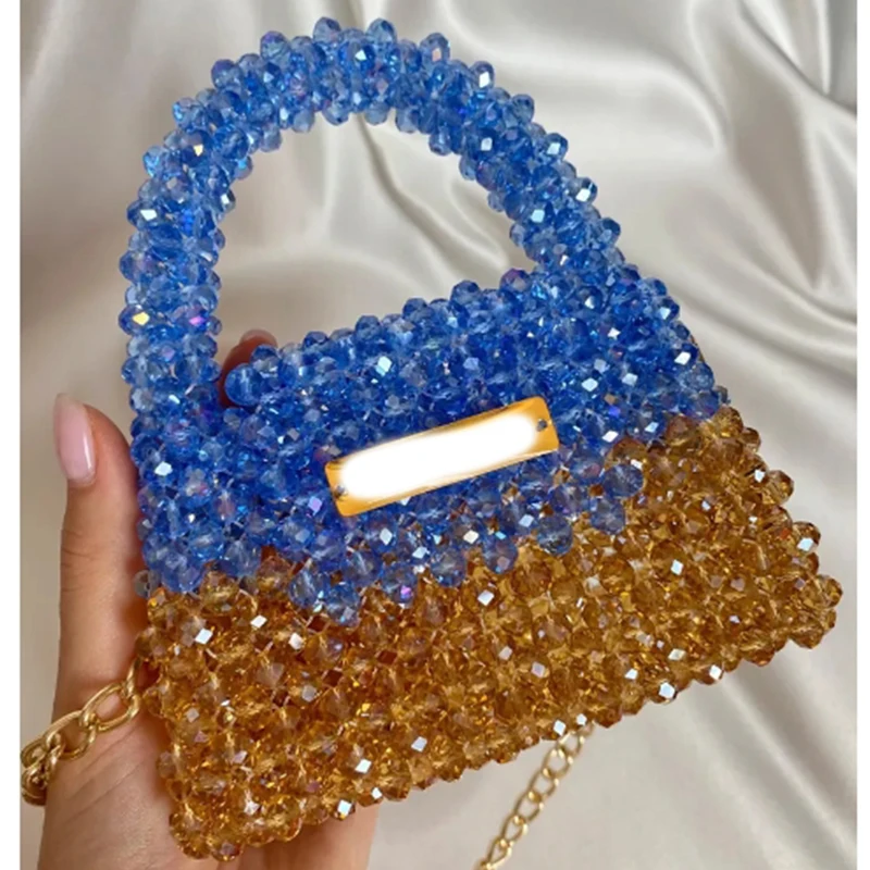 

New Splicing Color Design Shiny Crystal Square Bags Chain Crossbody Fashion Women's Bag Luxury Banquet Party Handbag Customized