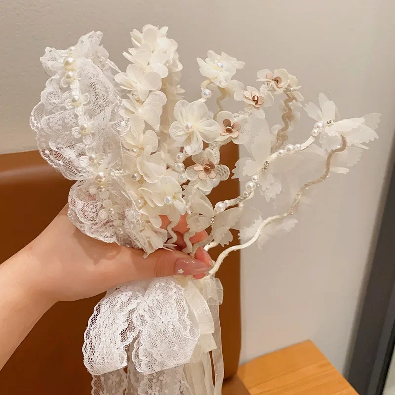 Lace Princess Kids Hairbands Sweet Flower Butterfly Girl Fairy Hair Hoops Wedding Party Children Headwear Kids Hair Accessories