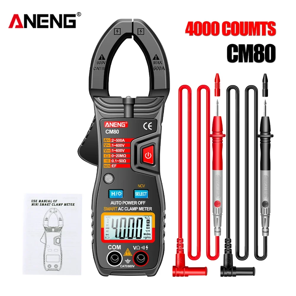 ANENG Klemmeter Multimeters CM81 600A AC-stroom CM80 500A AC-stroom Weerstand AC/DC-spanning Diode NCV Contactloze tester