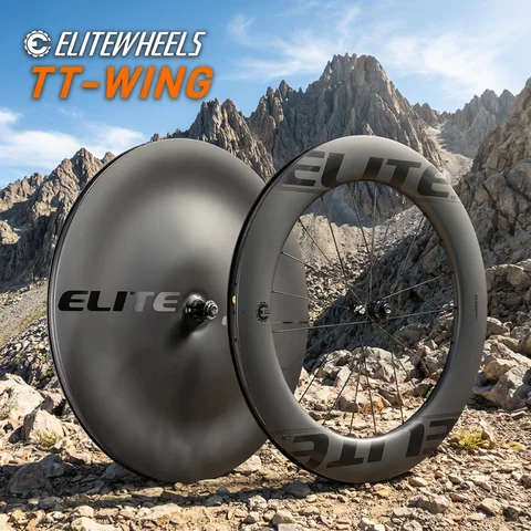 ELITEWHEELS Triathlon Wheel Time Trials Disc Wheels Aero Modle Carbon  Disc Wheel Tubeless Clincher For  Triathlon bike TT-Wing