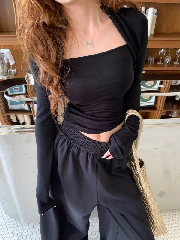 

Женская модная футболка с длинным рукавом, облегающая, с вырезами, в стиле Ins, от бренда Nicole Rose