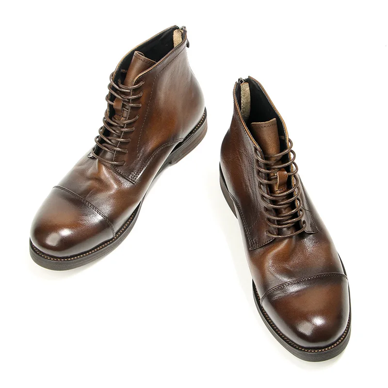 

Genuine Leather Mens Ankle Chelsea Boots Luxury Handmade Quality Comfortable British Style 2025 Spring Retro Social Shoes Male