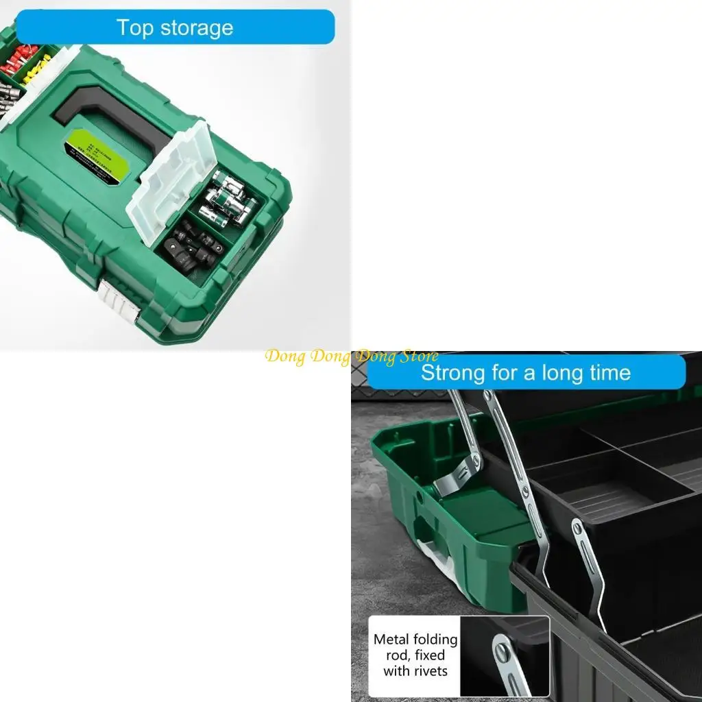 Toolbox With Handle, 3 Expandable Layers, Foldable Storage Case For Easy Access
