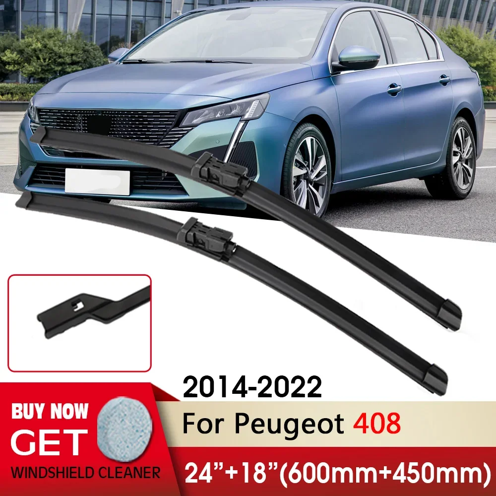 

Car Wiper Front Wiper Blade 24"+18" For Peugeot 408 2014-2022 Fit push button Front Windscreen Wipers Auto Accessories