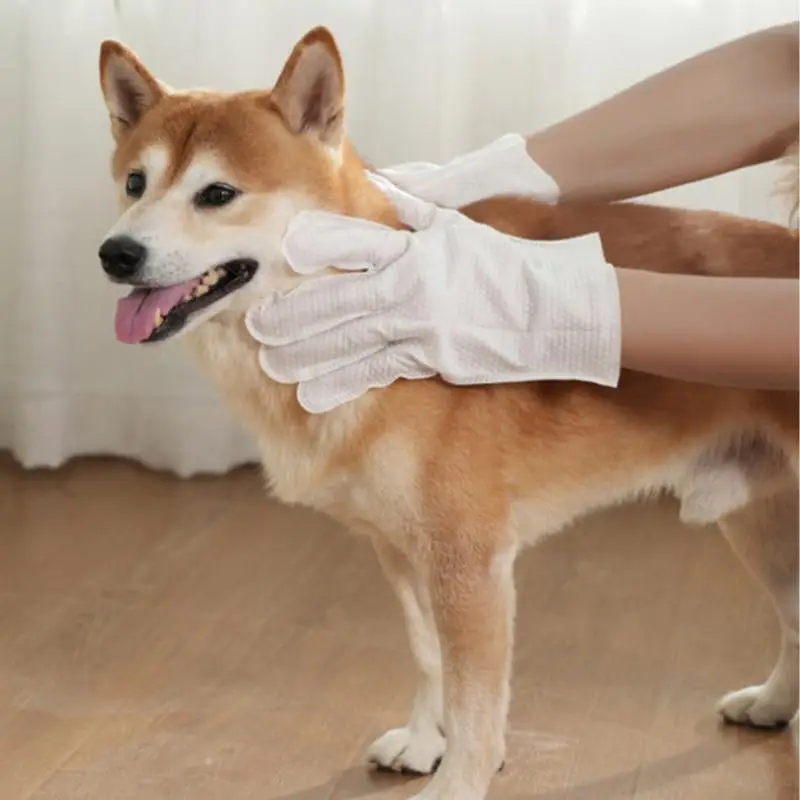 Pet Cleaning Gloves Double-Sided Dog Bathing Gloves 6x No Foam Or Rinse Pet Gloves Cat Wipes Cleaning Butt For Dogs Cats