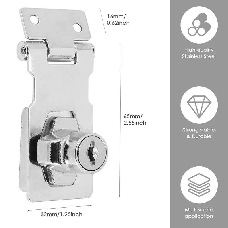 AB47-4 Pcs Keyed Hasp Locks 2.5 Inch Twist Knob Keyed Locking Hasp, Metal Safety Hasp Latches Keyed Different