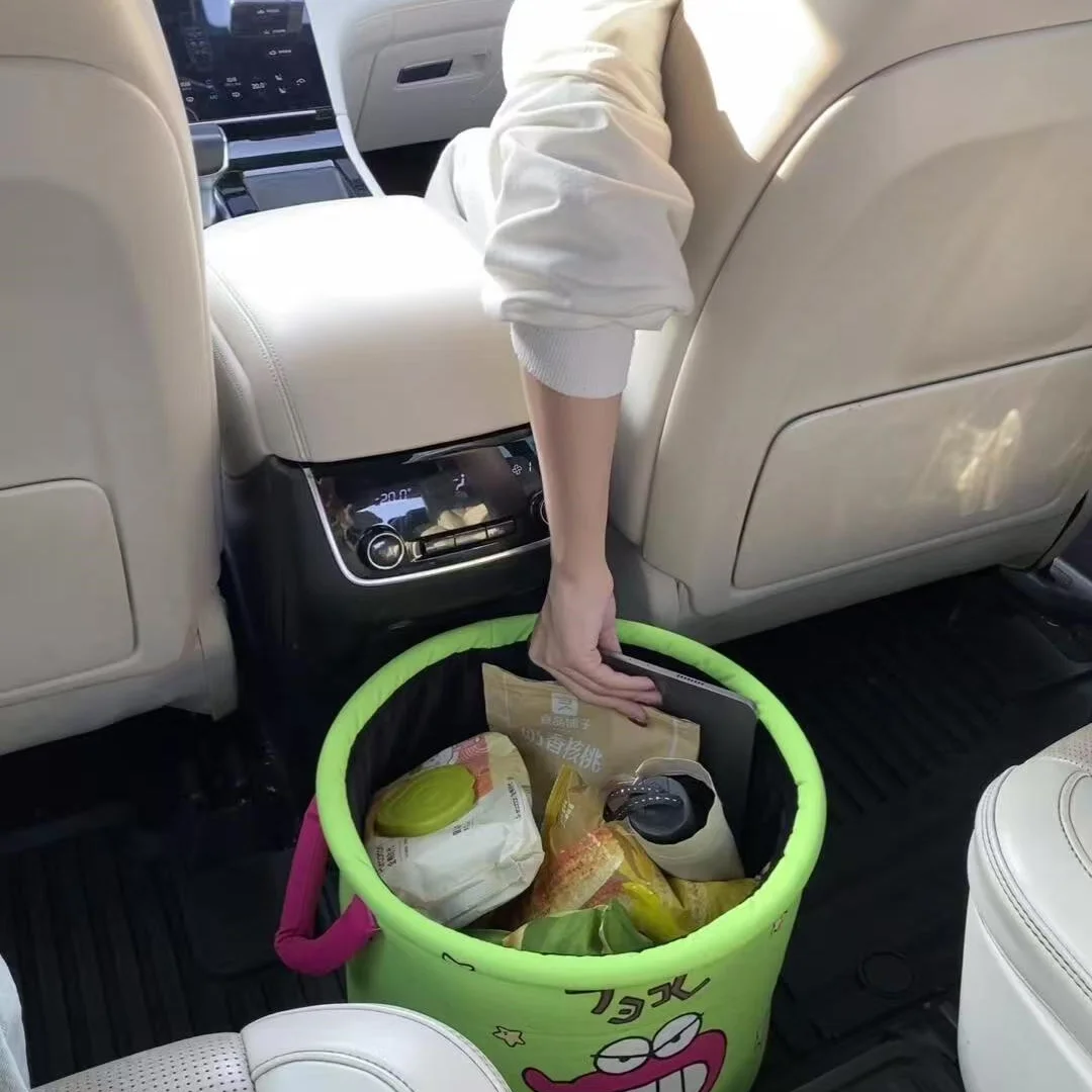 New Car Utility Storage Box Co-drivers  Trunk Outdoor Home Versatile Organizer with Handle Cartoon Style Vehicle Supplies