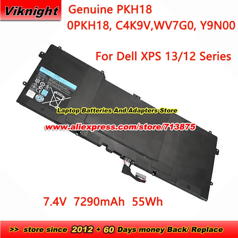 Genuine PKH18 Battery C4K9V 0PKH18 for Dell XPS L321X L322X 13-9333 9333-0789 20BJZ22 WV7G0 Y9N00 489XN 3H76R 7.4V 7290mAh 55Wh