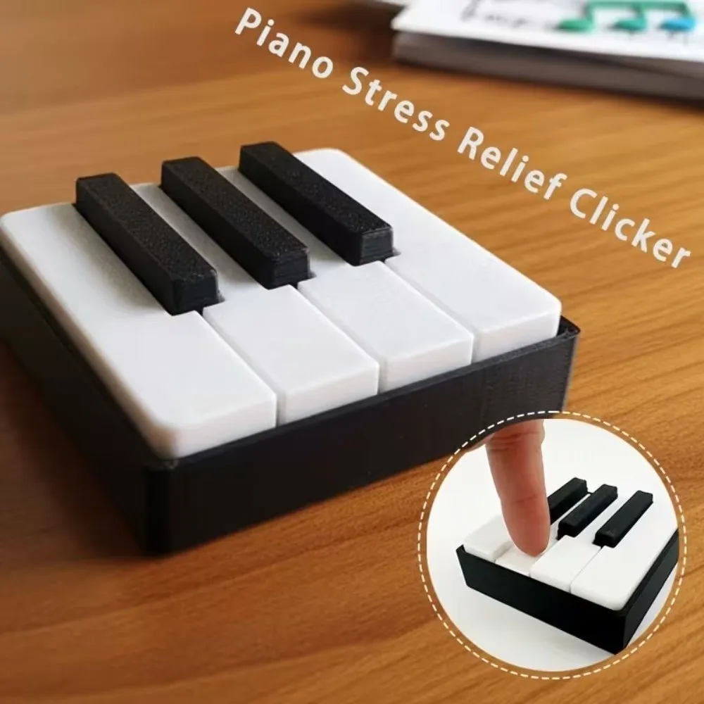 3D Printed Piano Stress Clicker Keychain 5-key Press Click Sound Effect Piano Keyboard Clicker Plastic Novelty
