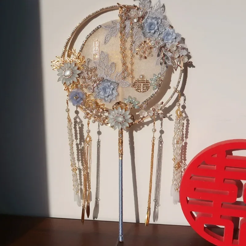 Chinese style happy fan material package handmade wedding fan retro nostalgic group fan