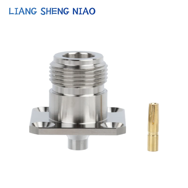 N Fêmea Placa Quadrada RF Conector, Soldagem Fixa, RG402, 141 e Outros Cabos, N-KFB-3, Low Standing, Placa Quadrada