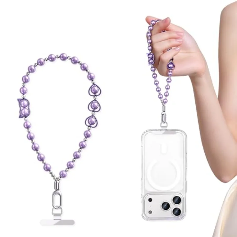 

Beaded Phone Charm - Detachable Anti Theft Wrist Strap for Women - Phone Chain Wristlet - Fits iPhone Samsung Pixel