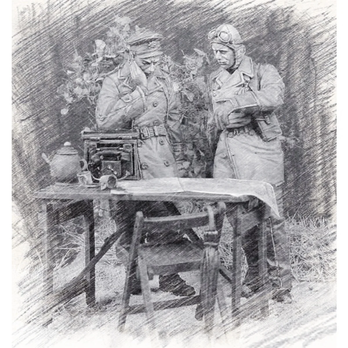1/35 Resin-Figur, unbemalter Modellbausatz, britischer Offizier und reitender Ritter (mit Tisch), unmontiert und unbemalt GK