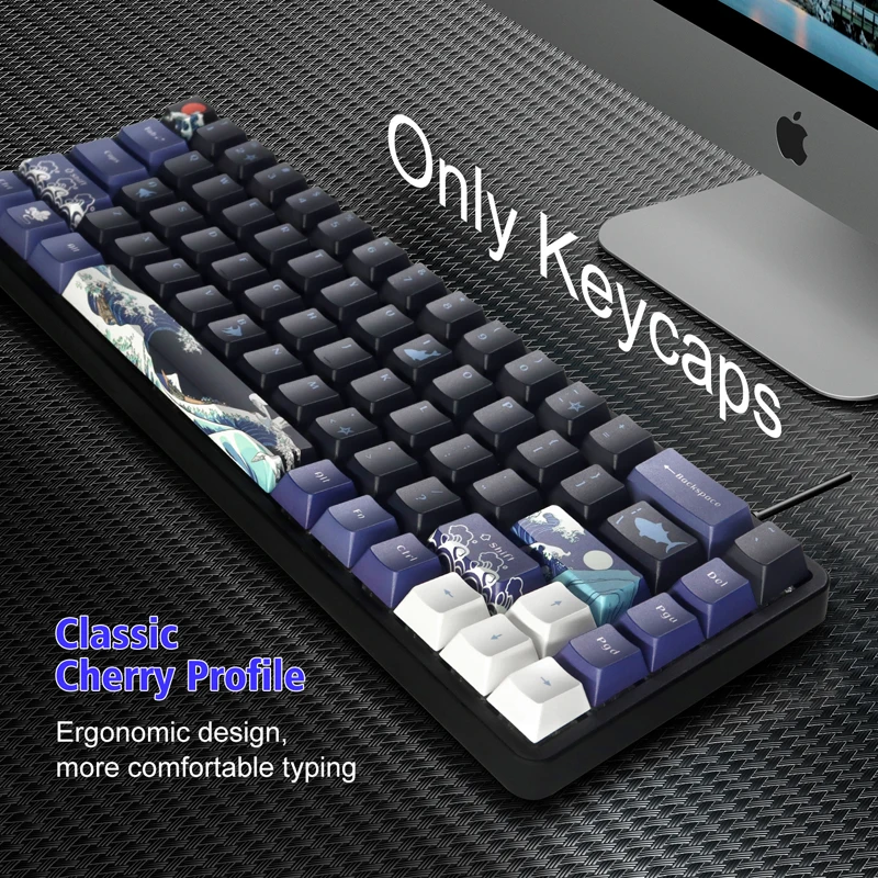 78 Keys Black Coral Sea Cherry Profile Keycap DIY PBT  Keycap Dye-Sub Cherry Gateron MX Switches For Gamer Mechanical Keyboards