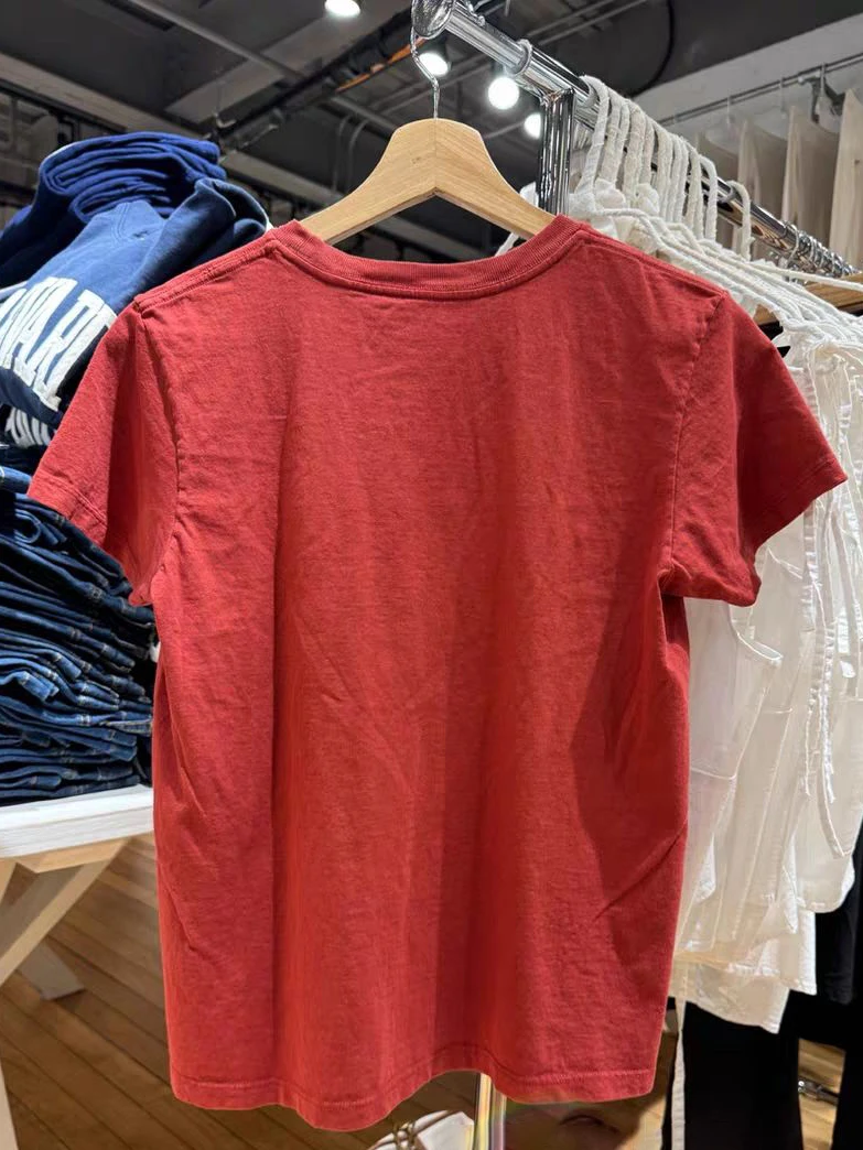 Cowboy Print Red T-shirt Woman Summer Round Neck Cotton Tshirt Female Vintage Streetwear Short Sleeve Tee Shirts New Y2k Top
