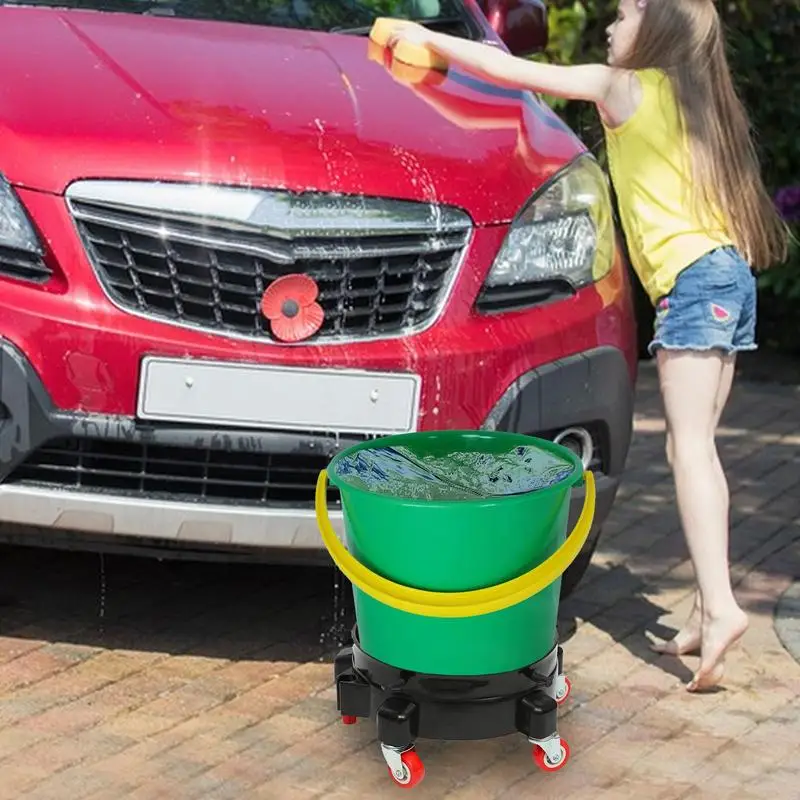 Bucket Dolly With Wheels Car Wash Bucket With Wheels Bucket Caddy Multifunctional Bucket Holder Car Wash Accessories For Drivewa