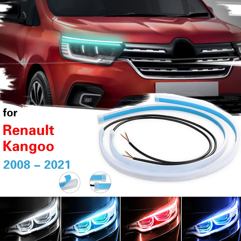 

2pcs LED DRL for Renault Kangoo 2008-2021 Car Daytime Running Light Strip 12V Auto Headlight Turn Signal Yellow Brake Flow Light