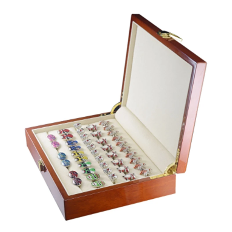 20-30Pairs Capacity Rings Jewelry Box Painted Wooden Collection Display Box Storage For Men