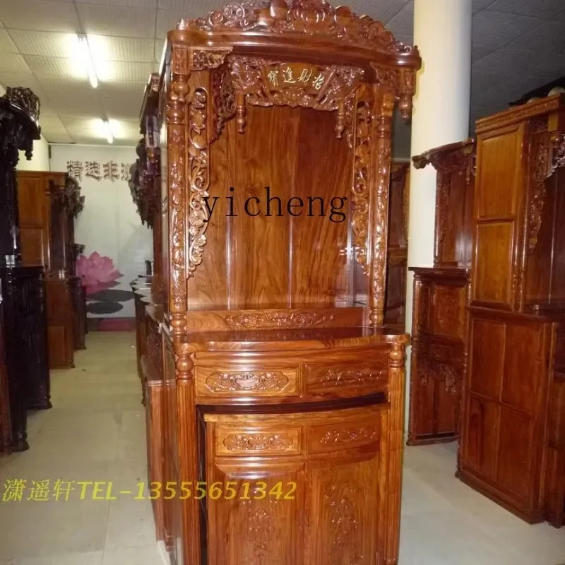 Zf Solid Wood Buddha Niche Clothes Closet Buddha Table Stand Niche Altar God Of Wealth Carvedd27